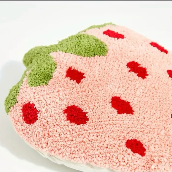 NEW Strawberry Embroidered Large Pillow in PINK - Picture 3 of 4